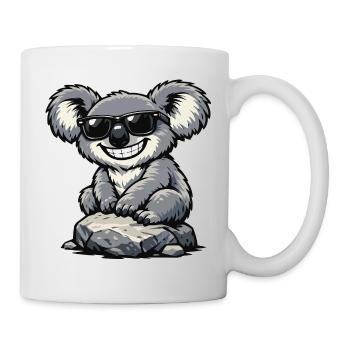 Cooler Koala auf Stein mit Sonnenbrille - Tasse - Weiß - Rechts