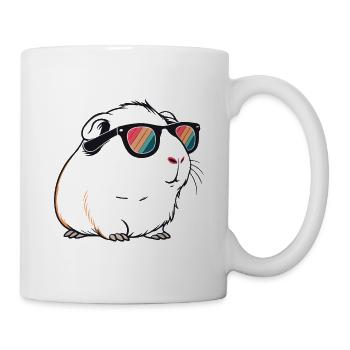 Meerkaninchen mit Retro-Sonnenbrille - Tasse - Weiß - Rechts