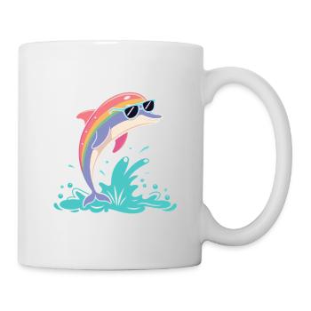 Regenbogendelfin-Brille - Tasse - Weiß - Rechts