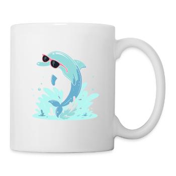 Delfin-Sommer-Pinkbrille - Tasse - Weiß - Rechts