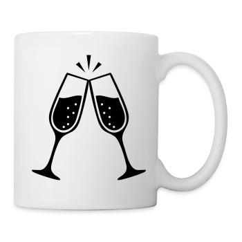 Clinking Glasses – Black & White Wedding - Mug - white - Right