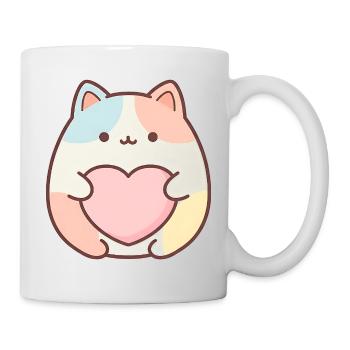 Motif de cœur de chat Kawaii Design de chat mignon - Mug blanc - blanc - Droite