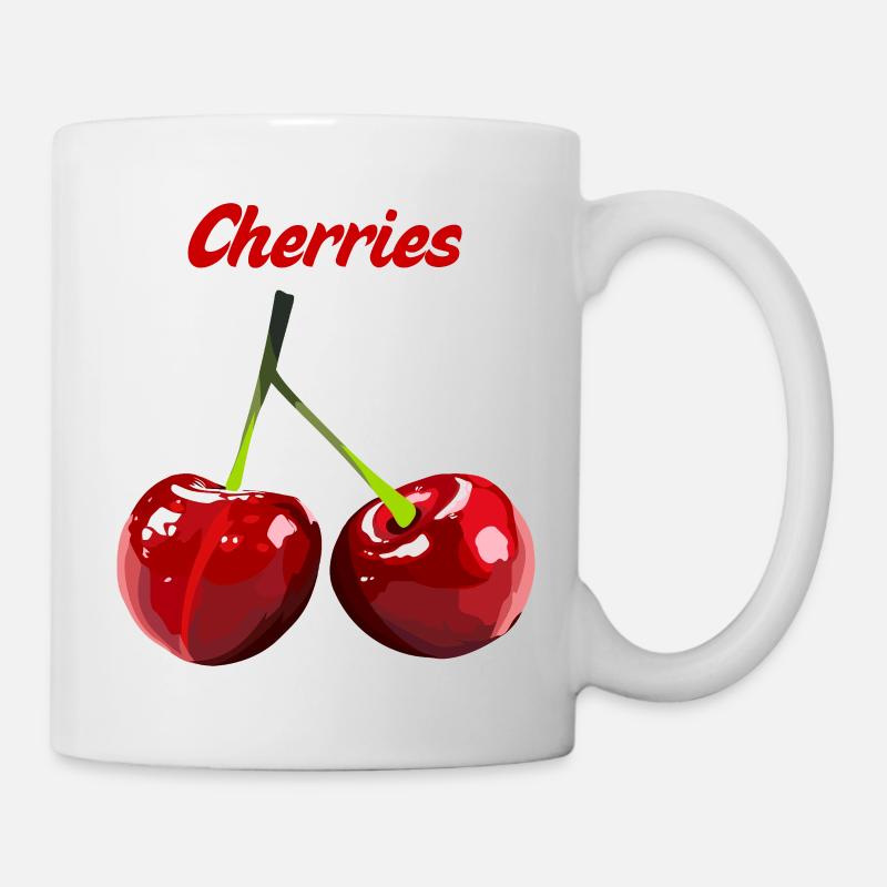 Cerises Imprimé rétro - Mug blanc - blanc