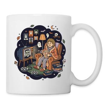 Soirée de films d’horreur Popcorn à la maison - Mug blanc - blanc - Droite
