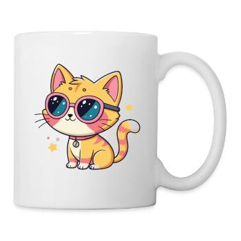 Kawaii-Katzen-Pastellrosa Brille - Tasse - Weiß - Rechts