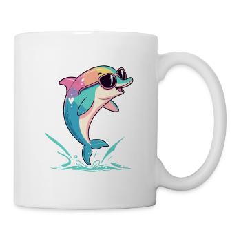 Rainbow dolphin in glasses - Mug - white - Right