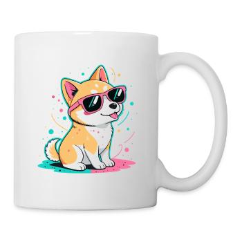 Corgi Neon Shiny Glasses - Mug - white - Right