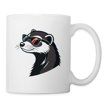 Furet Stylé de Profil - Lunettes Rétro - Mug blanc - blanc - Droite