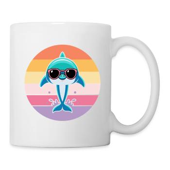 Pastel dolphin sunglasses - Mug - white - Right