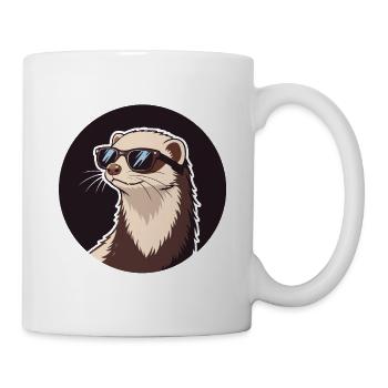 Furet Cool - Badge & Lunettes de Soleil - Mug blanc - blanc - Droite