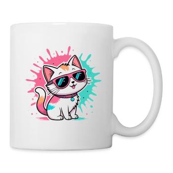 Bunte Katzen-Sonnenbrille - Tasse - Weiß - Rechts