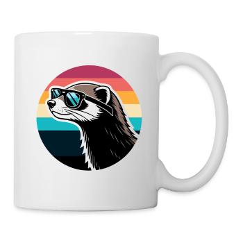 Ferret silhouette retro rainbow - Mug - white - Right