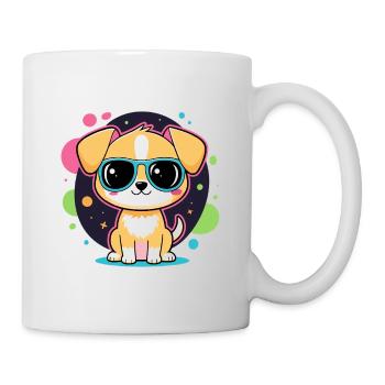 Neon-Welpe mit Brille - Tasse - Weiß - Rechts