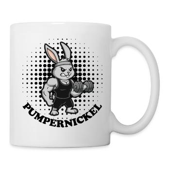 Pumpernickel Fitness Hase Bizeps Krafttraining - Tasse - Weiß - Rechts