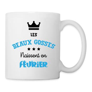 Cadeau naissance bébé garçon Février Beaux Gosses - Mug blanc - blanc - Droite