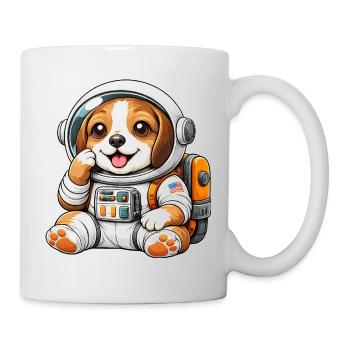 Cute Beagle Astronaut Space Explorer Cartoon - Mug - white - Right