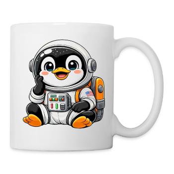 Süßer Pinguin Astronaut Weltraum Entdecker Cartoon - Tasse - Weiß - Rechts