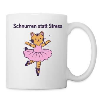 Schnurren statt Stress – Ballettkatze - Tasse - Weiß - Rechts
