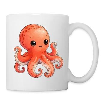 Kawaii Orangener Oktopus - Tasse - Weiß - Rechts