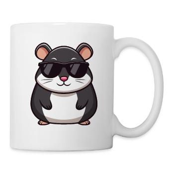 Hamster Noir et Blanc Cool Lunettes de Soleil - Mug blanc - blanc - Droite