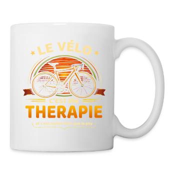 Le vélo c’est ma thérapie – humour cycliste - Mug blanc - blanc - Droite