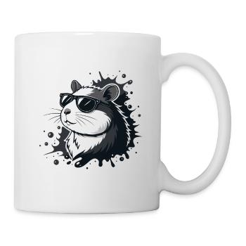 Hamster chic lunettes noires splash - Mug blanc - blanc - Droite