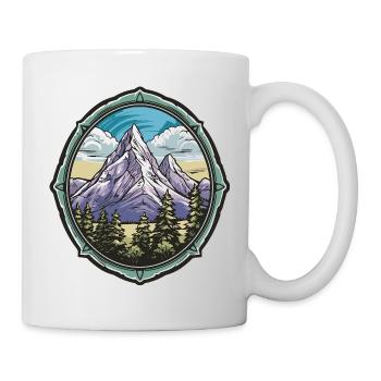 Panorama montagneux dans un cadre forestier - Mug blanc - blanc - Droite
