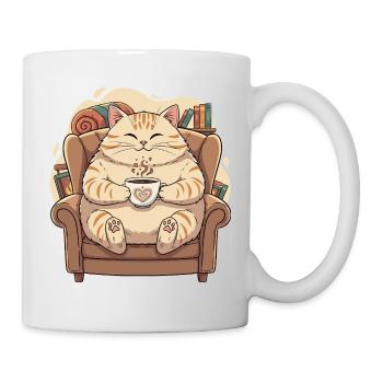 Cuddly kitten with heart coffee - Mug - white - Right