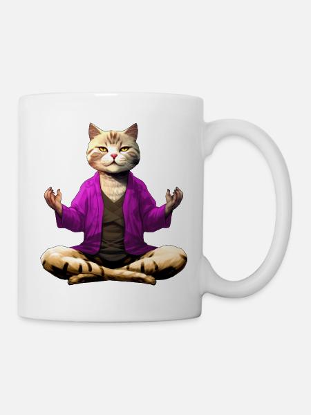 Katze Yogi - Tasse - Weiß