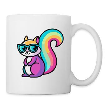 Ecureuil Arc en Ciel Lunettes - Mug blanc - blanc - Droite