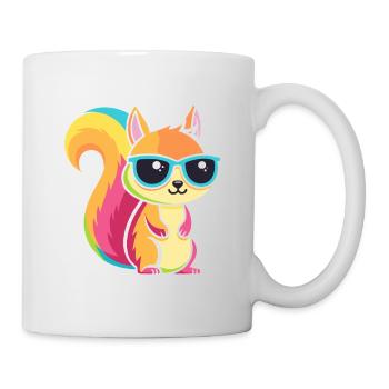 Regenbogen-Eichhörnchen mit Brille - Tasse - Weiß - Rechts