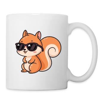 Cartoon squirrel black glasses - Mug - white - Right