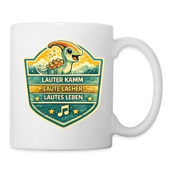 Dino Badge Lautes Leben - Tasse - Weiß - Rechts