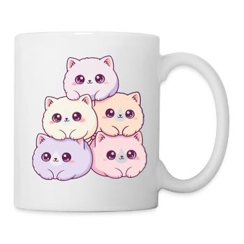 Pastel cats bunch cuddly happy - Mug - white - Right