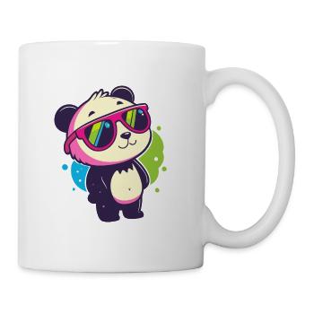 Niedliche Panda-Neonbrille - Tasse - Weiß - Rechts