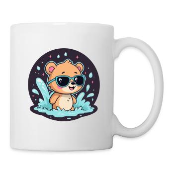 Chic surfer bear with blue glasses - Mug - white - Right