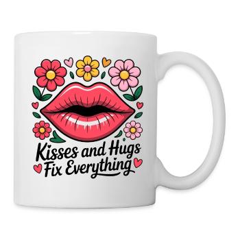 Kisses and hugs heal everything - Mug - white - Right