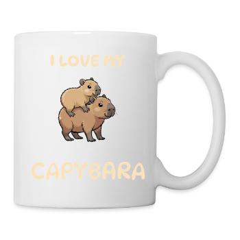 Capybara T-Shirt süß – Kids Huckepack Design - Tasse - Weiß - Rechts