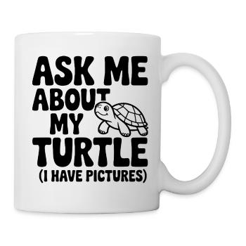 Demandez-moi des informations sur les tortues (j’ai des photos) - Mug blanc - blanc - Droite