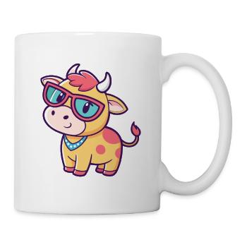 Vache kawaii lunettes soleil - Mug blanc - blanc - Droite
