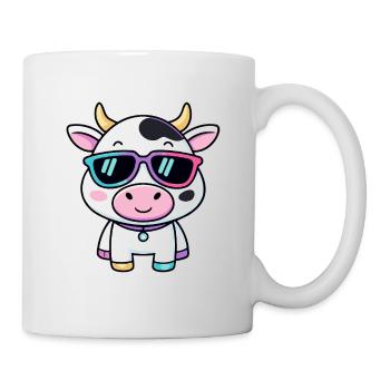 Cow in kawaii sunglasses - Mug - white - Right