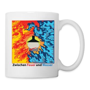Zwischen Feuer und Wasser - Feuerwehr - Tasse - Weiß - Rechts