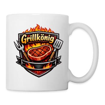 Grillkönig: Flammenstarker Grill-Logo - Tasse - Weiß - Rechts