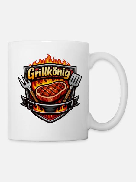 Grillkönig: Flammenstarker Grill-Logo - Tasse - Weiß
