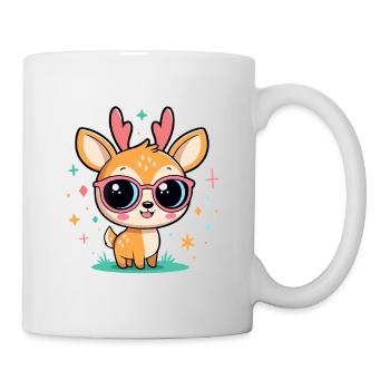 Cerf kawaii aux lunettes roses - Mug blanc - blanc - Droite
