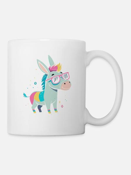 Donkey Rainbow Pink Brille - Tasse - Weiß