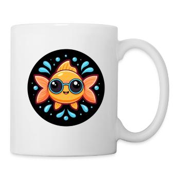 Poisson Kawaii à Lunettes Coloré - Mug blanc - blanc - Droite