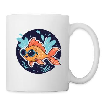 Poisson doré lunettes aquatique - Mug blanc - blanc - Droite