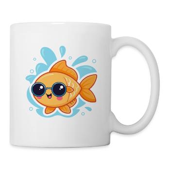 Poisson rouge Hipster aux Lunettes Rondes - Mug blanc - blanc - Droite