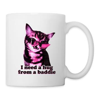 I Need A Hug From A Baddie Funny Cool Cat Meme - Mug - white - Right